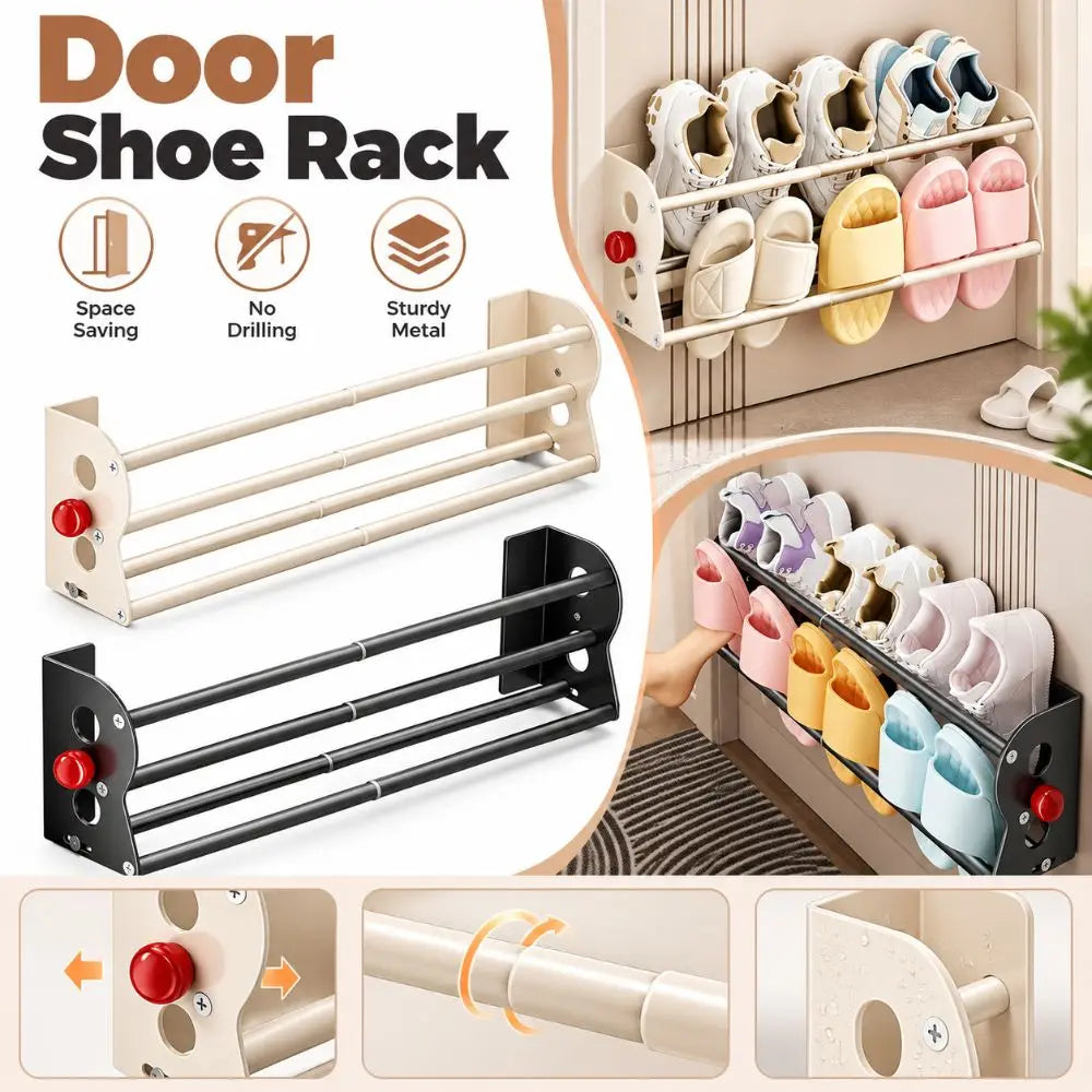 Magnetic Door Shoe Rack – No-Drill Expandable Double Layer