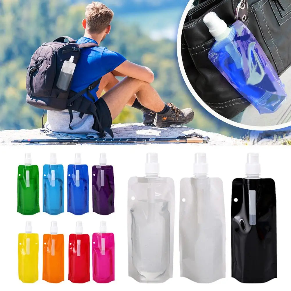 Foldable Sport Water Bottle 480ml – BPA-Free Collapsible Bag