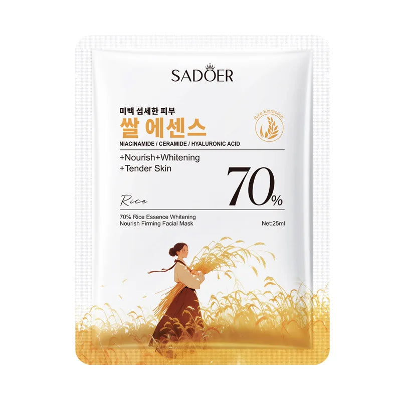 SADOER White Rice Brightening Face Masks – Hydrating & Firming