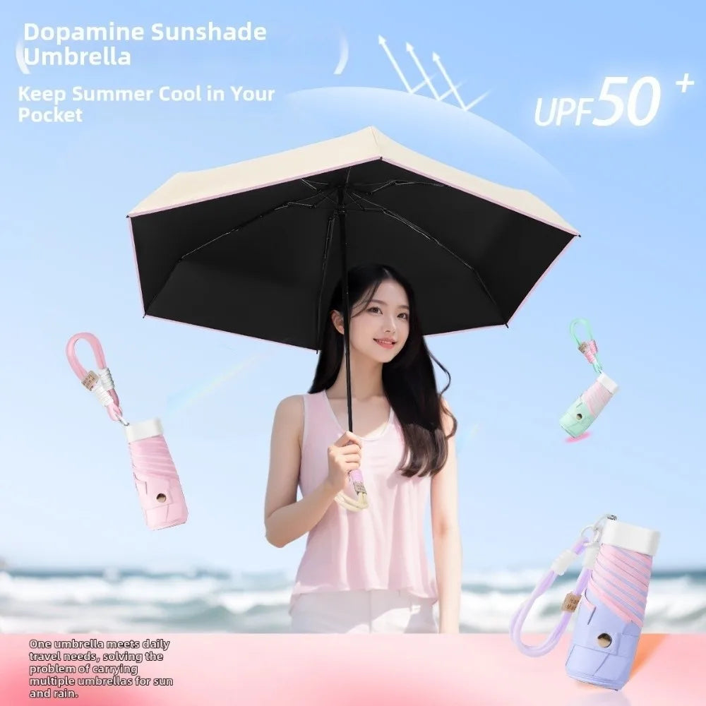 UPF 50+ Mini Folding Pocket Umbrella – UV & Rain Dual Use