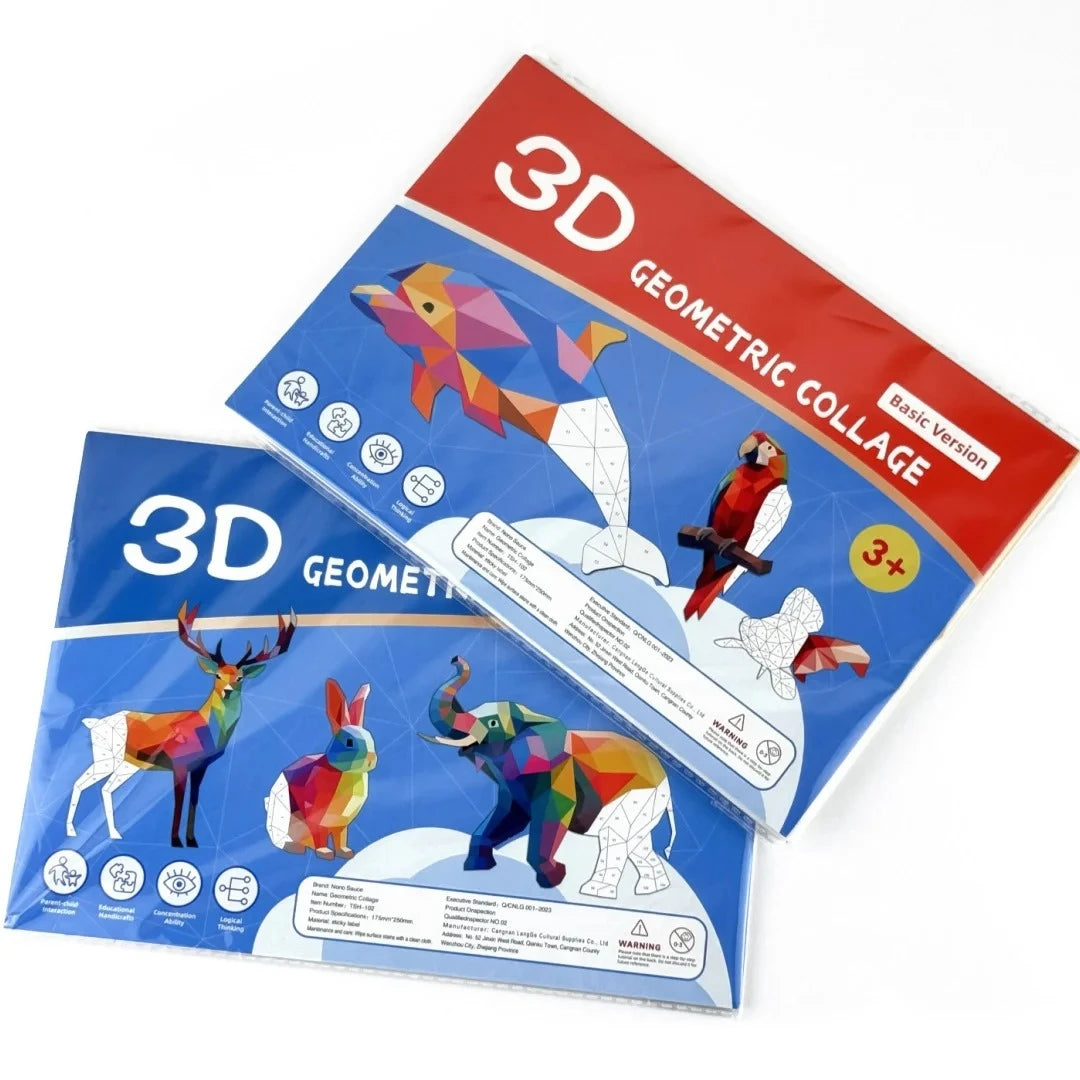 Kids Geometric Collage Puzzle Stickers – Animal Learning Toy
