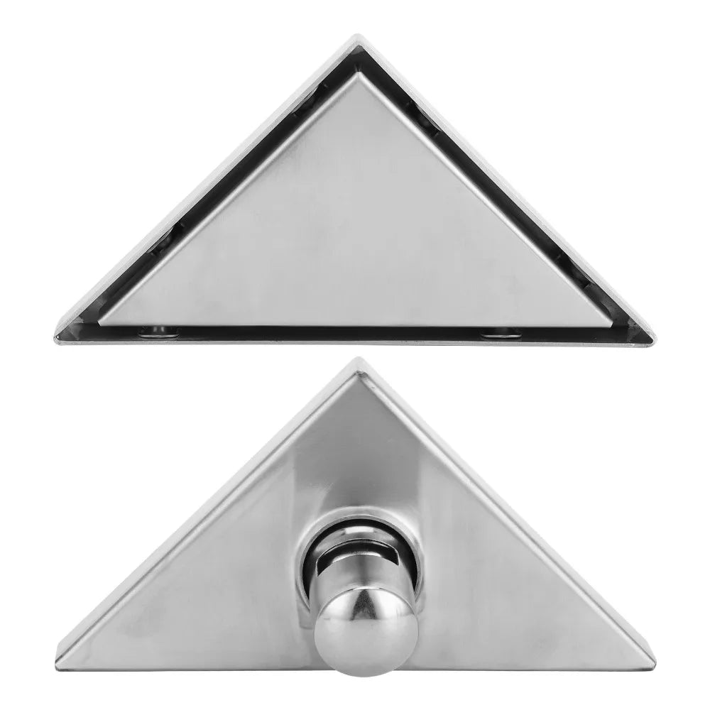 Triangular Corner Floor Drain – Deep Water Seal, Brushed Steel