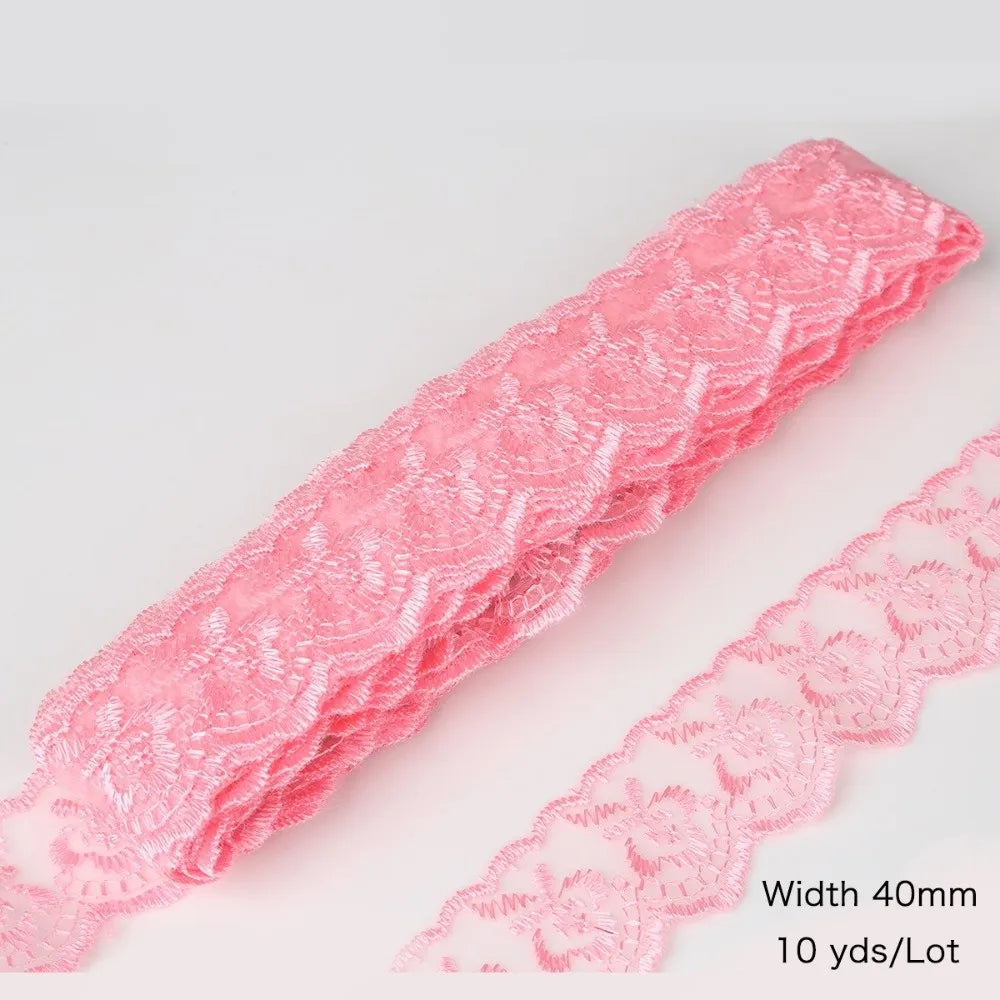 10 Yards Floral Embroidery Lace Trim – Hollow Polyester 40mm
