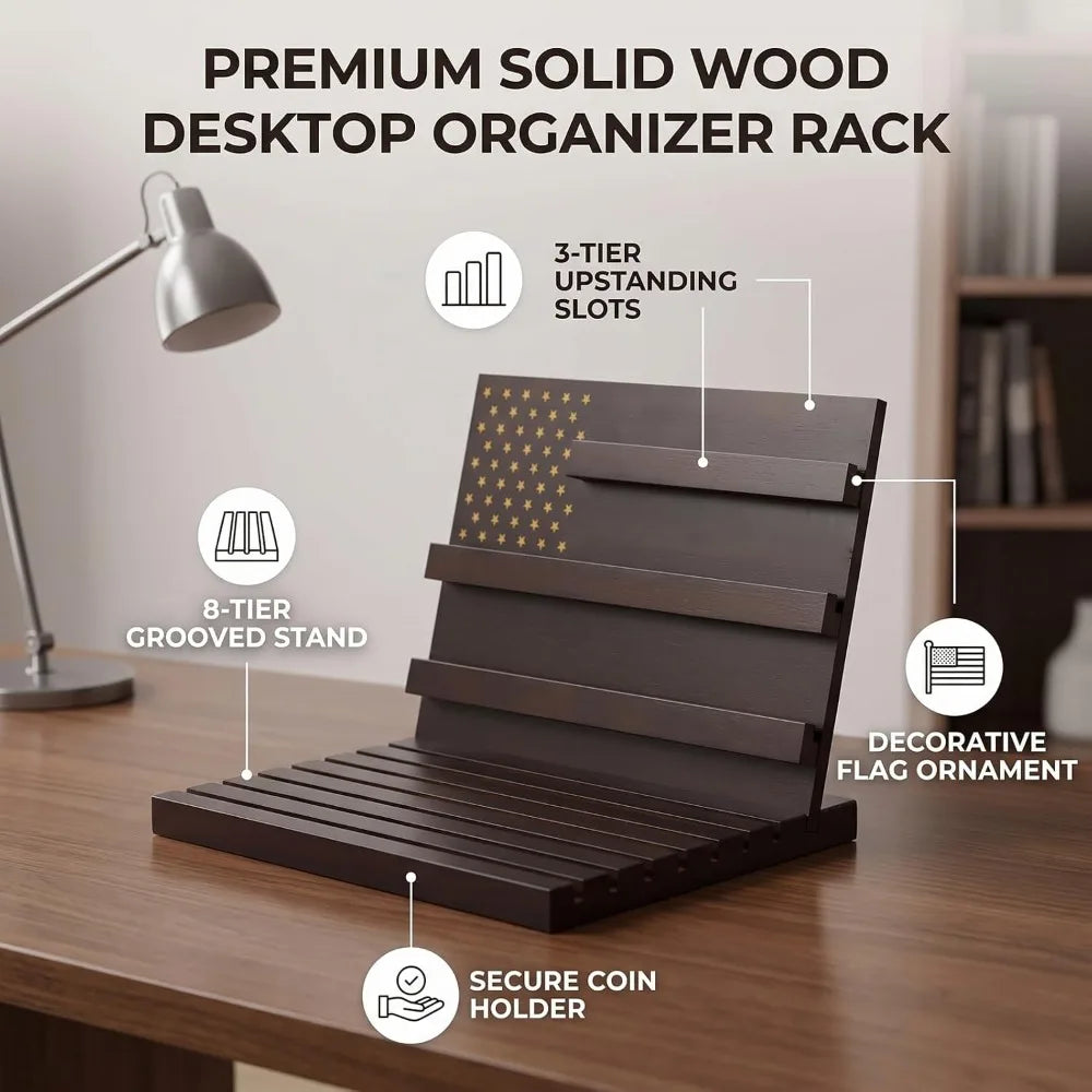 Solid Wood Challenge Coin Display Stand – Holds 80 Coins