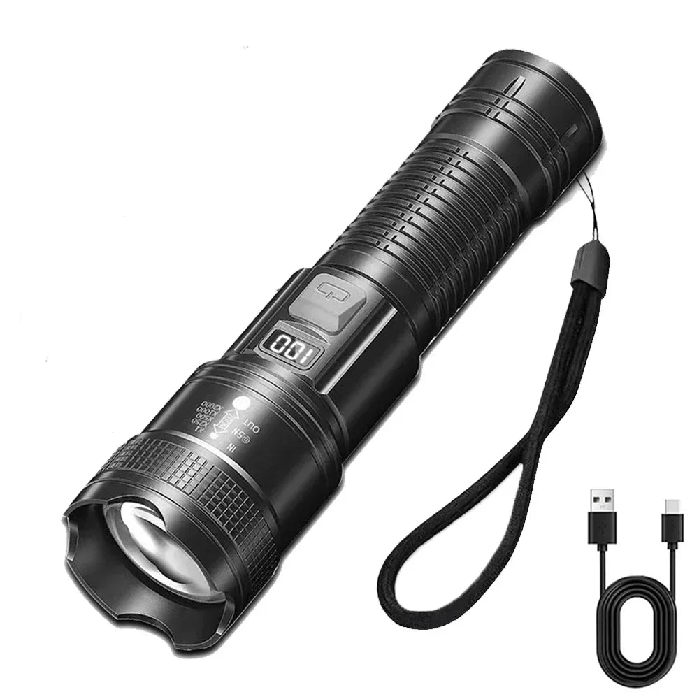 USB-C Rechargeable LED Flashlight – 1500M High Power Torch