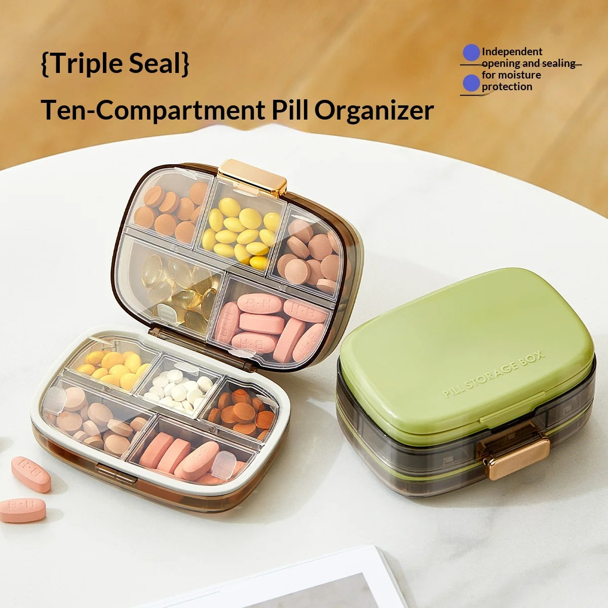10-Compartment Weekly Pill Organizer – 7-Day Travel Case