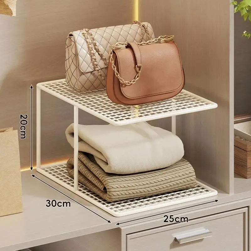Stackable Metal Mesh Shelf – Multi-Tier Closet Organizer