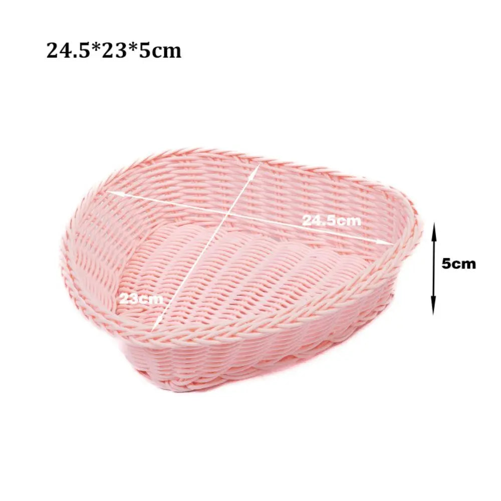 Woven Rattan-Style Serving Basket – Bread, Fruit & Utensil Tray