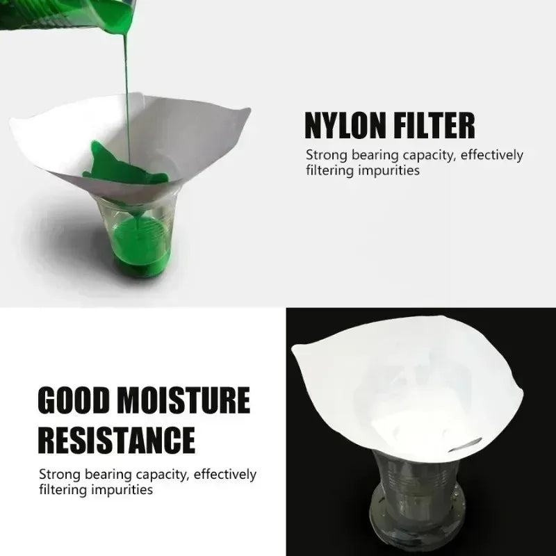190 Micron Paint Spray Filter Funnels – Nylon Mesh, 10/100 Pack