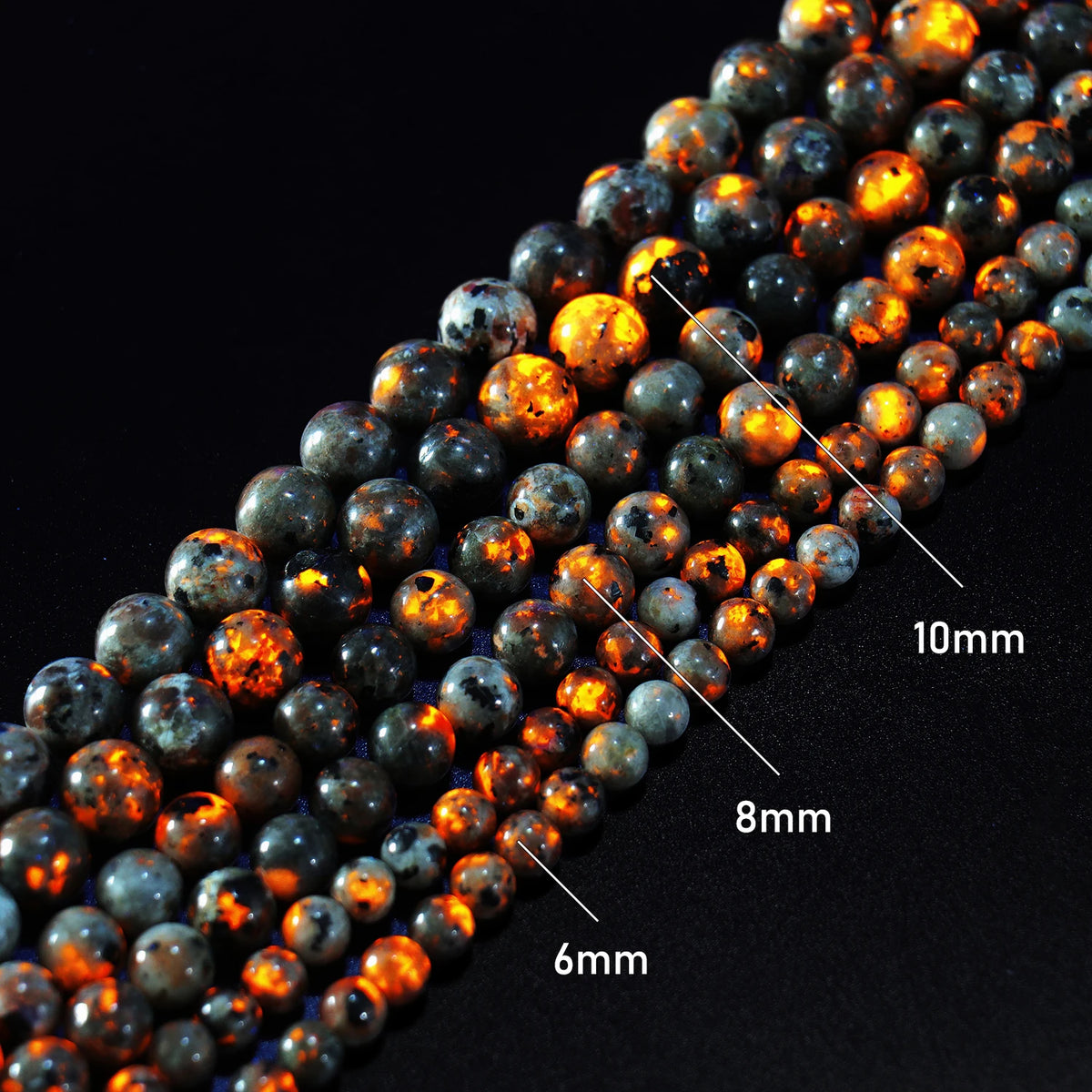 Yooperlite Fire Sodalite Round Stone Beads – 15" Jewelry Strand