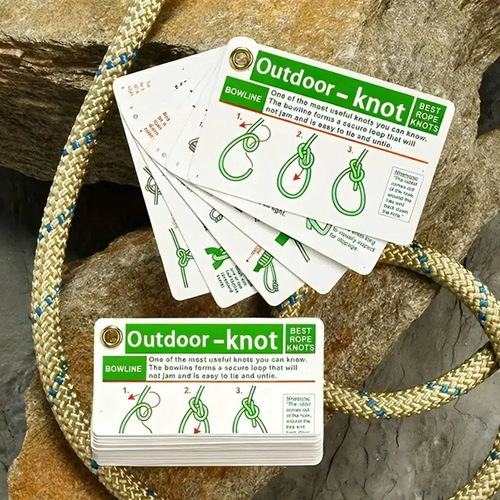 Waterproof Knot Guide Cards & Mini Carabiner – 27 Knots