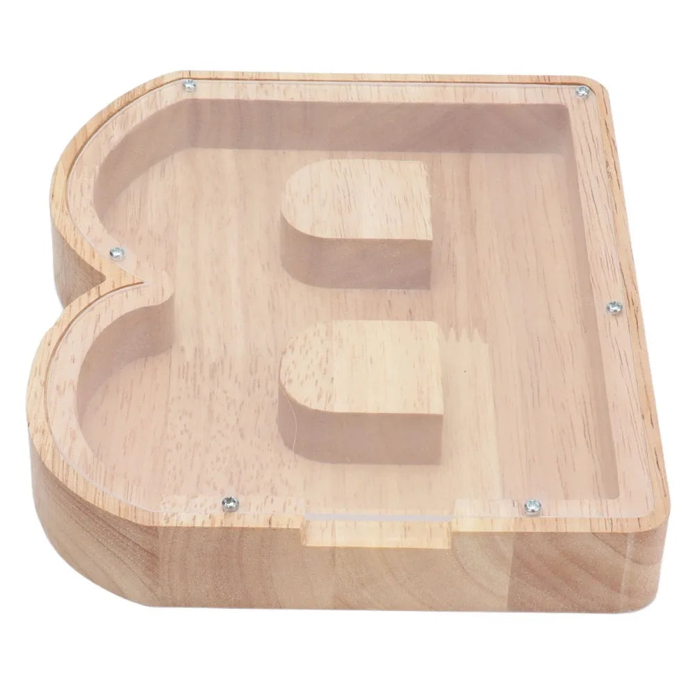 Wooden Letter B Piggy Bank – Alphabet Coin & Money Box