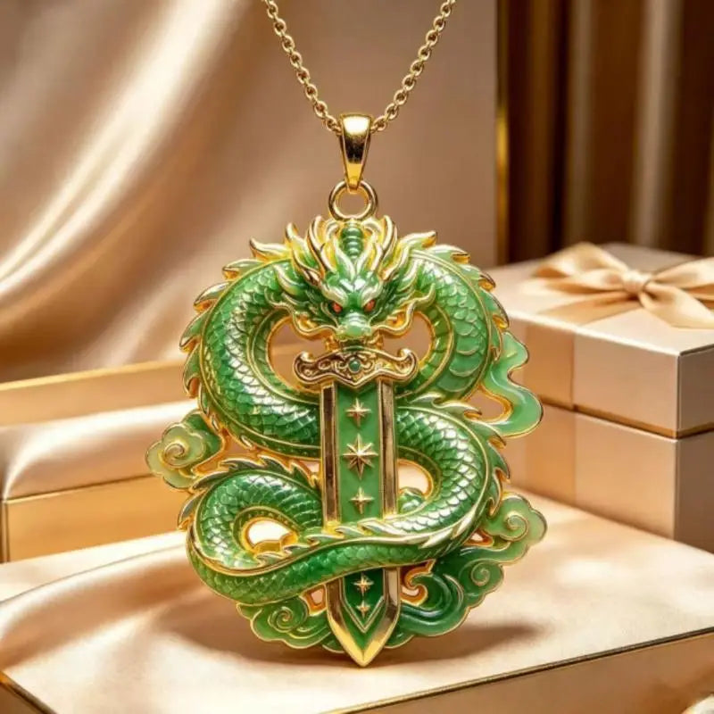 Chinese Enamel Pendant Necklace – Guan Gong Gold-Plated