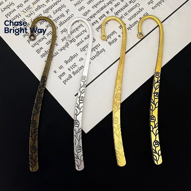 Vintage Floral Zinc Alloy Bookmarks Set – 2 Pcs DIY Craft