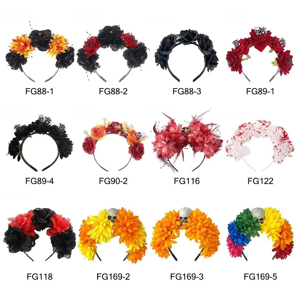 Spider Skull Halloween Flower Crown Headband – Women
