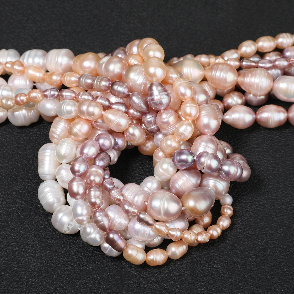 Natural Freshwater Pearl Loose Beads – Pink White Purple Rice Shape