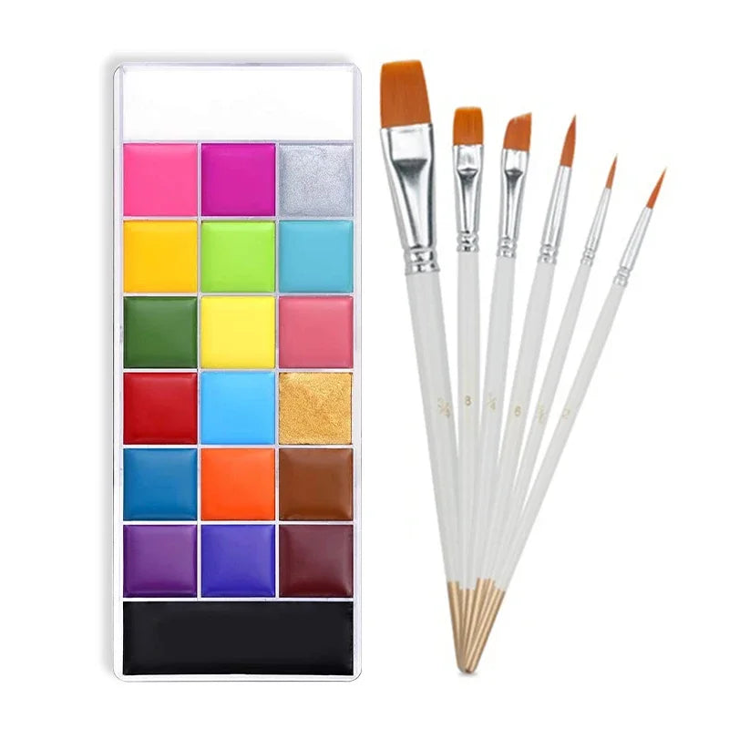 20-Color Face & Body Paint Palette – Halloween Cosplay Stage