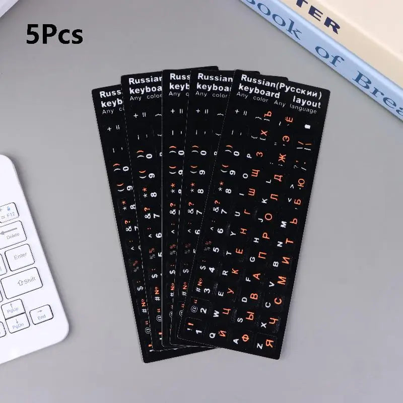 Russian Keyboard Stickers – Waterproof PVC Decals 5-Pack