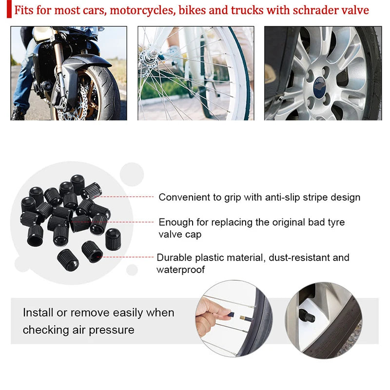 Tire Valve Stem Caps – Universal Dustproof ABS 20-Pack