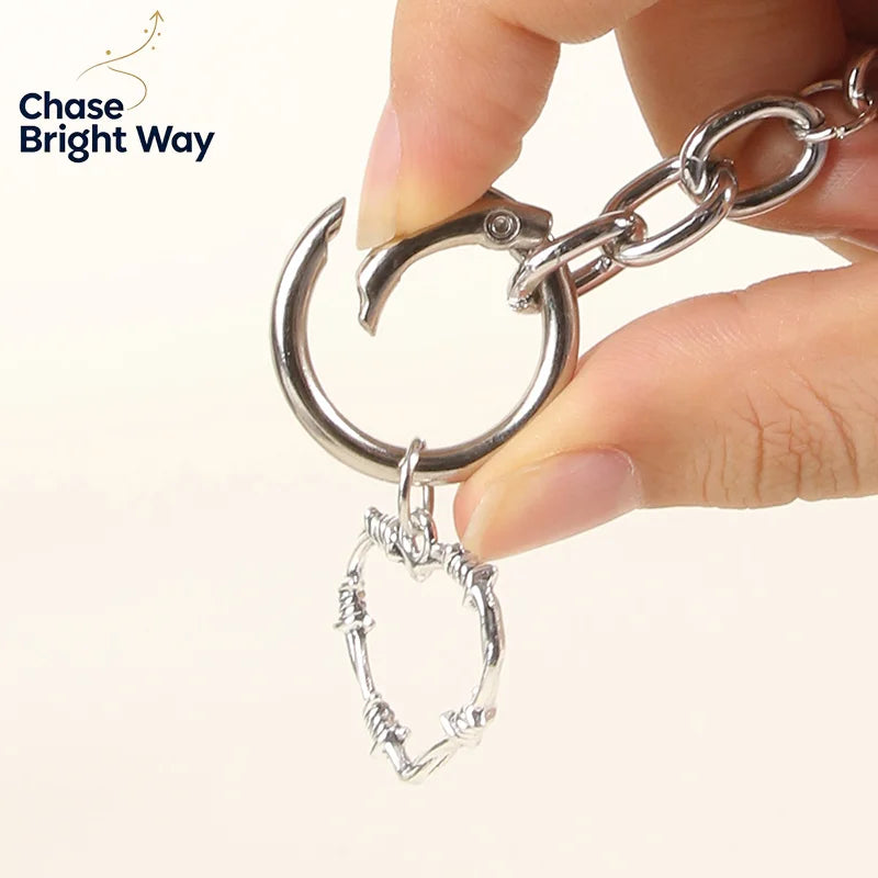 Punk Metal Shoe Chain – Hollow Heart & Pentagram Pendant
