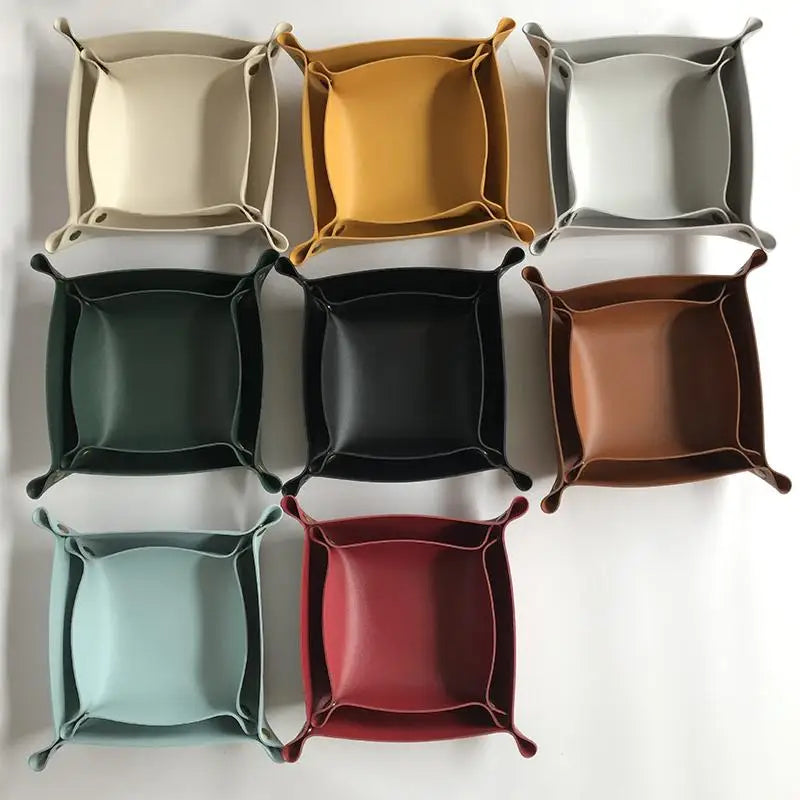 Square PU Leather Desktop Storage Tray – Nordic Organizer