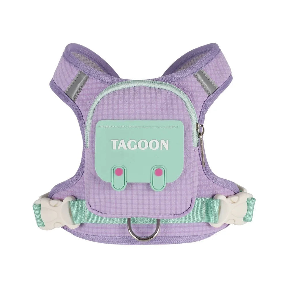 Adjustable Dog Backpack Harness – Reflective Plaid Outdoor Bag