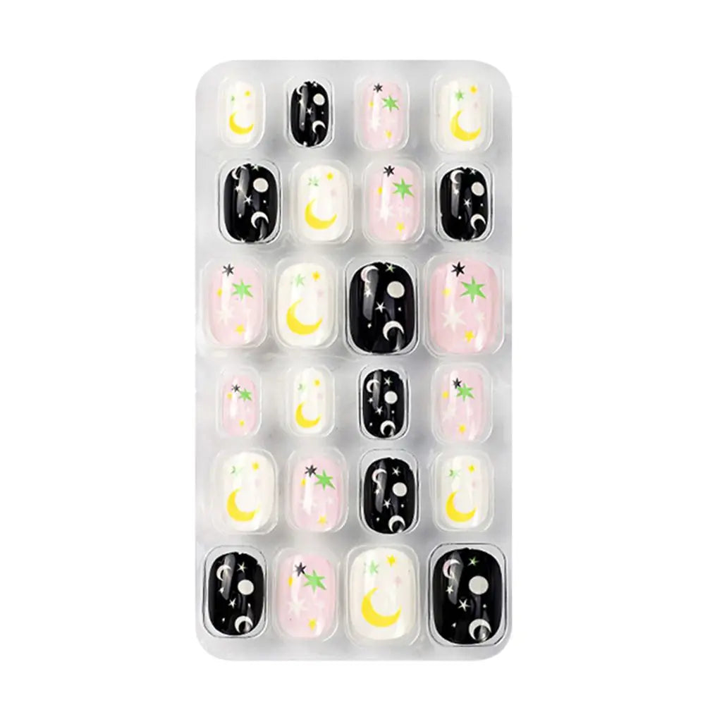 24-Pc Cartoon Y2K Press-On False Nails | Short Square Full Cover