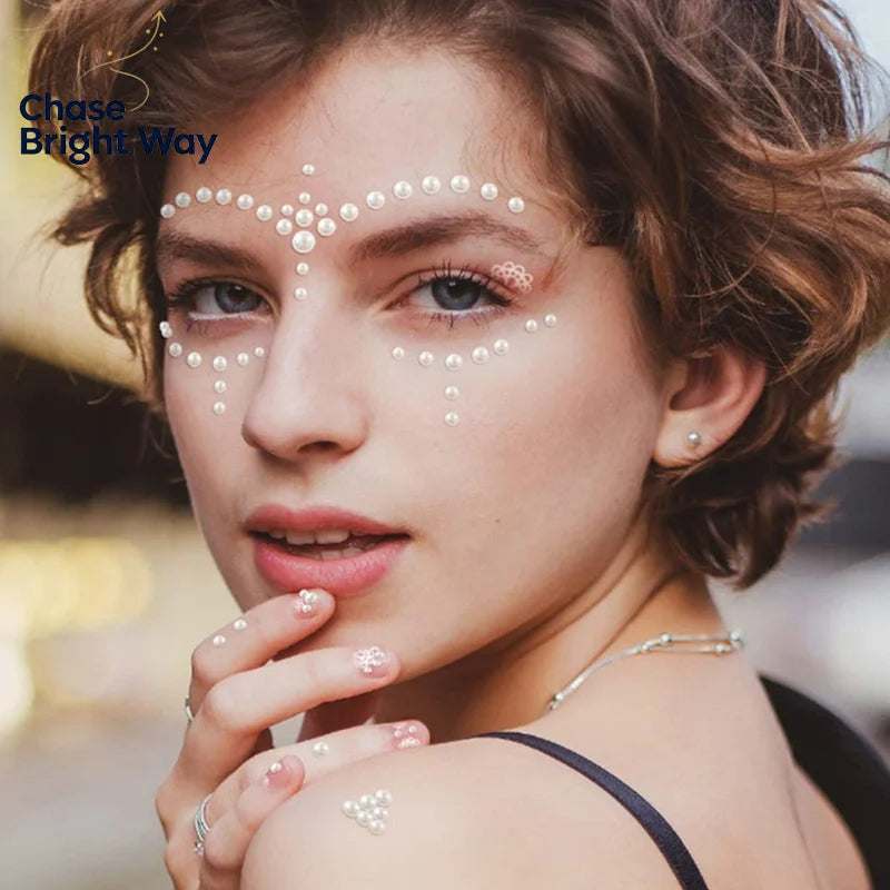 Self-Adhesive Pearl Stickers 220pcs – Face, Hair, Nails & Crafts