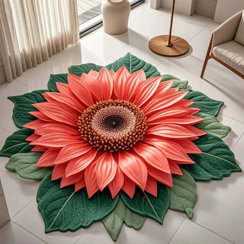 Sunflower Shape Soft Non-Slip Floor Mat – 60x60cm Absorbent Rug