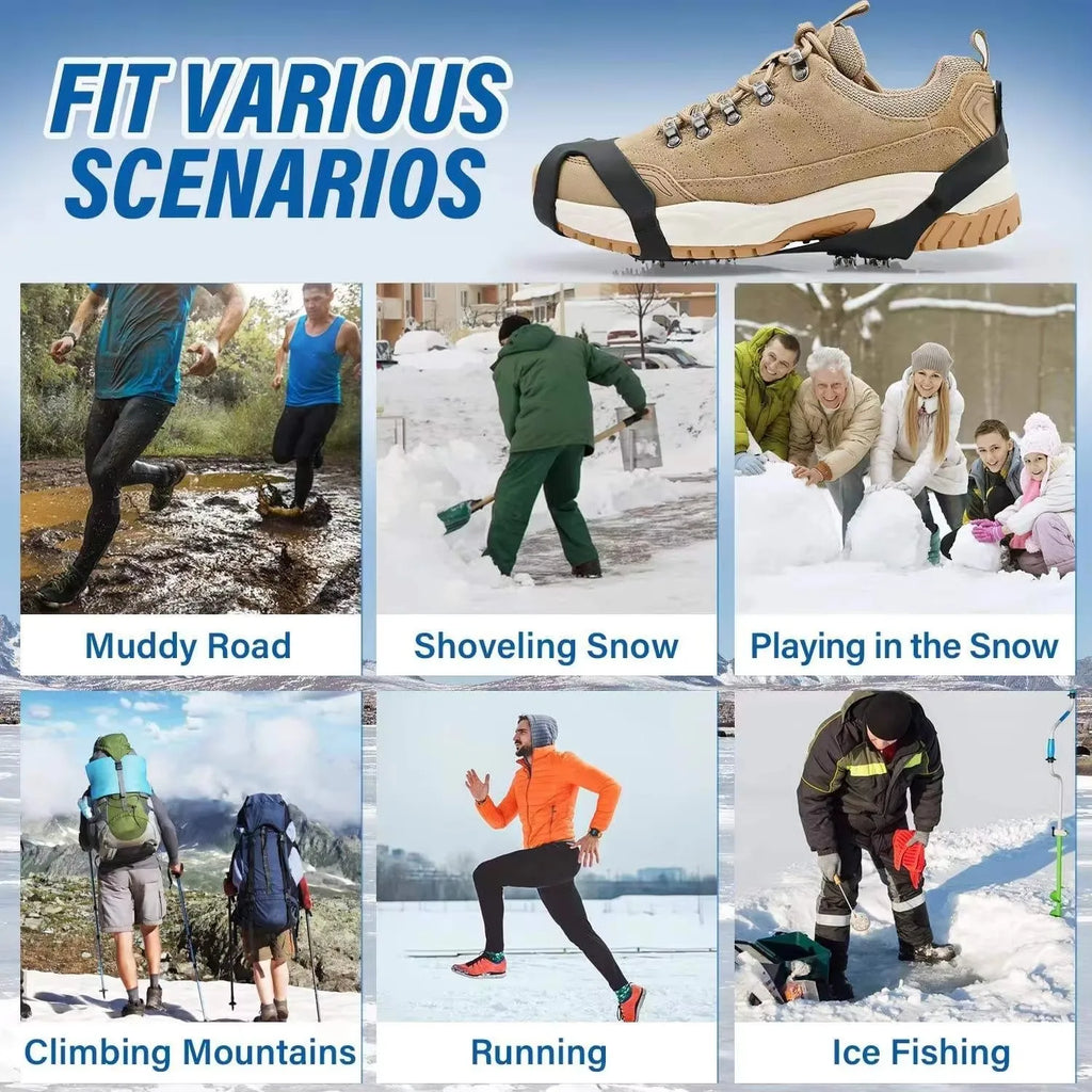10-Spike Ice Cleats Crampons – Anti-Slip Snow Shoe Grippers