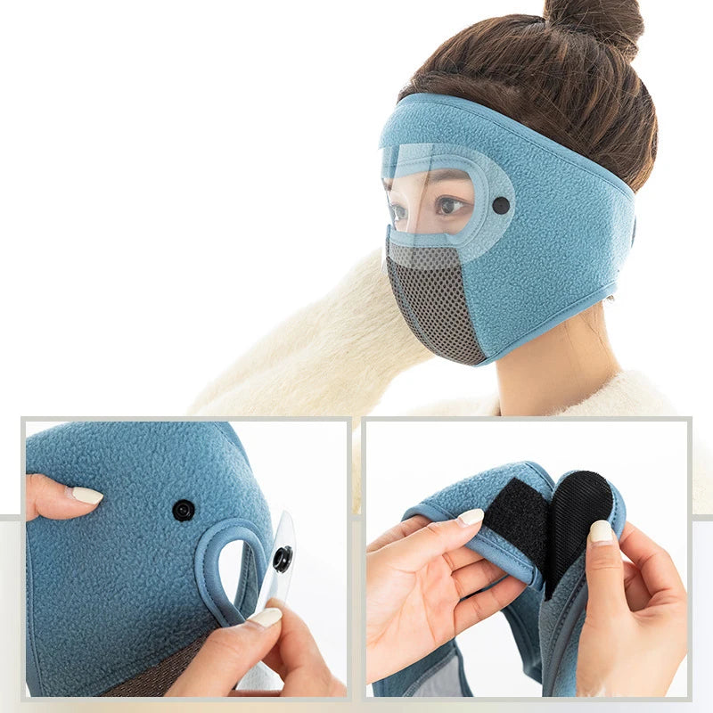 Winter Fleece Motorcycle Face Mask – Goggles & Ear Protection