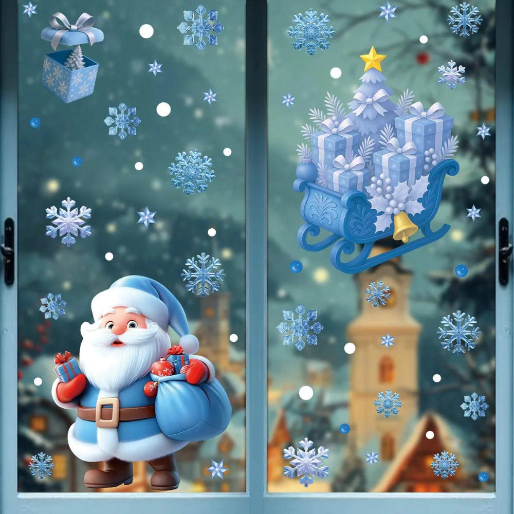 PVC Christmas Window Stickers – Santa, Snowman & Snowflake