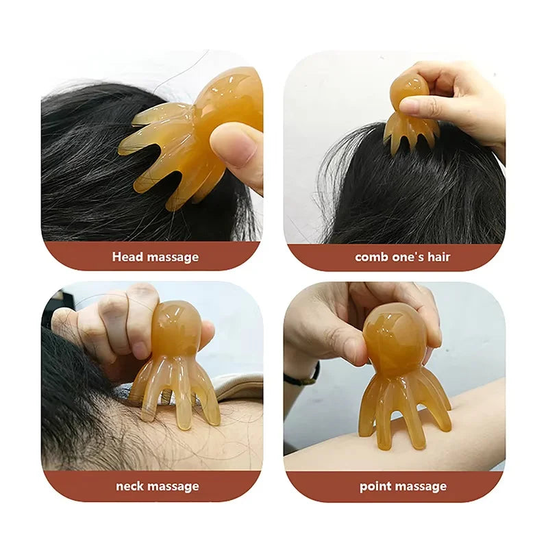 Octopus Resin Scalp Massage Comb – Meridian Scraping Tool