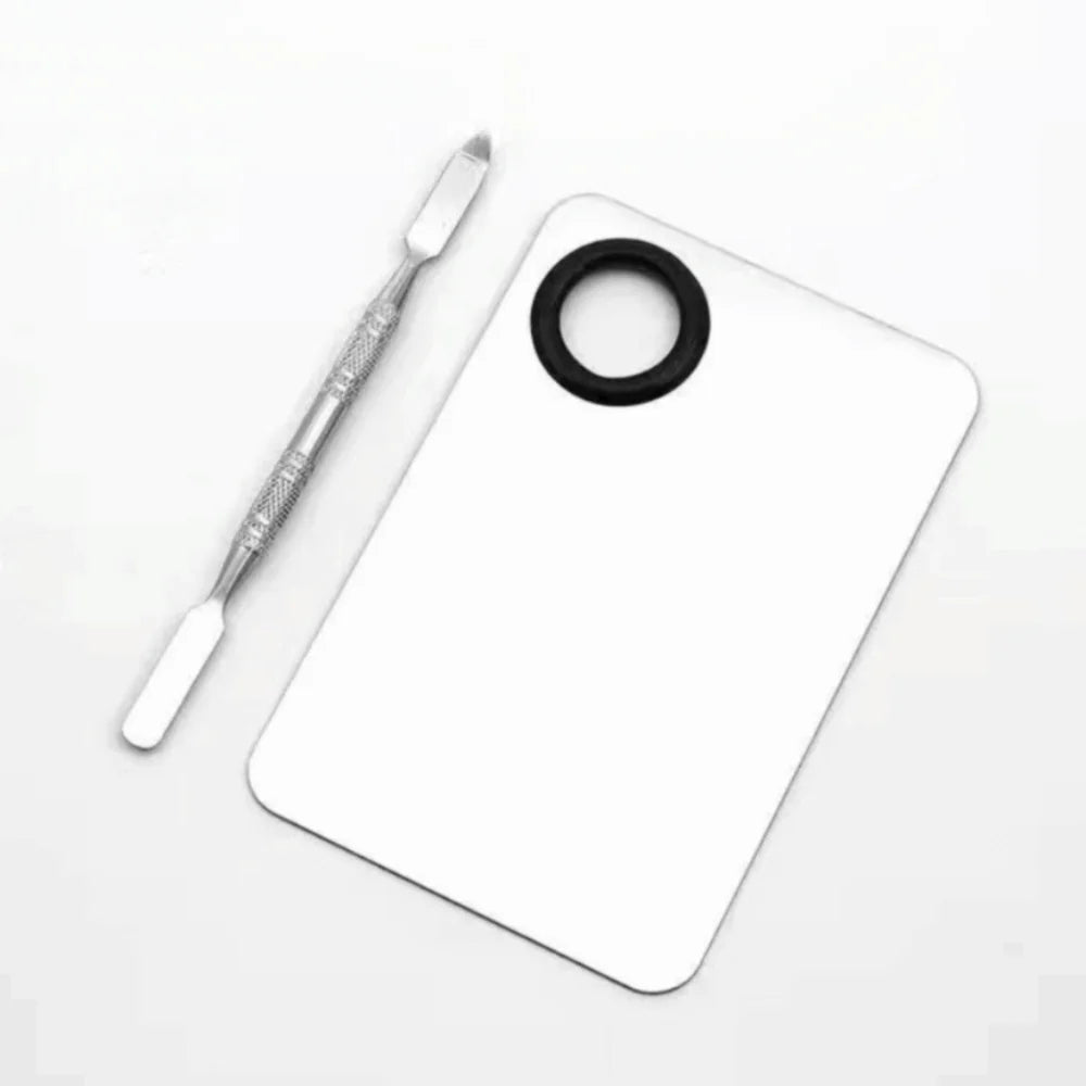 Stainless Steel Makeup Mixing Palette with Spatula & Brush