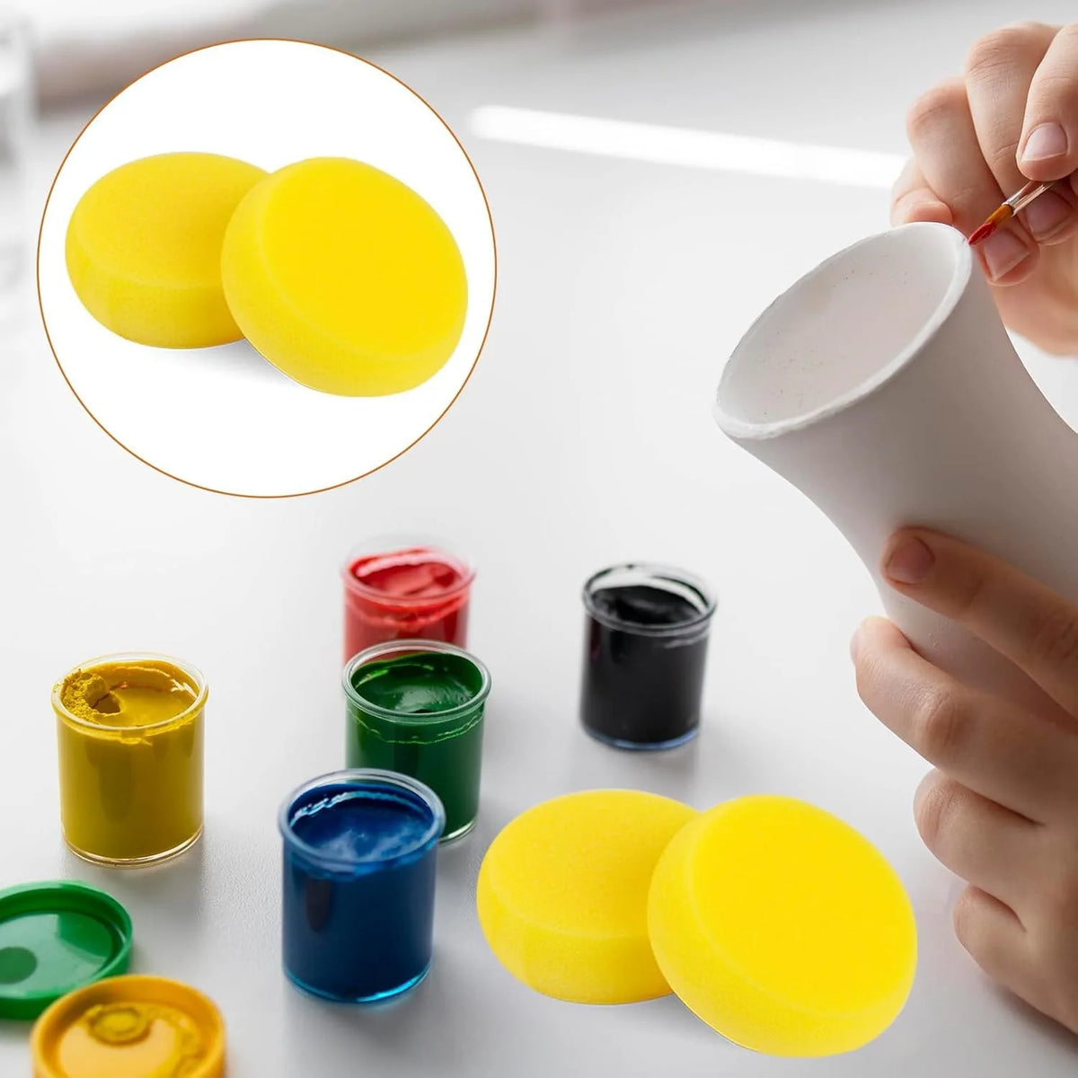 Round Ceramic Sponge – Water-Absorbing Pottery Foam Tool (1–20 pcs)