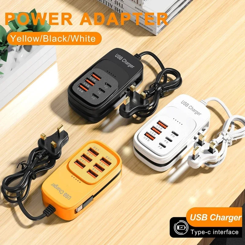 6-in-1 Desktop Charging Station | 3 PD USB-C & 3 USB-A Fast