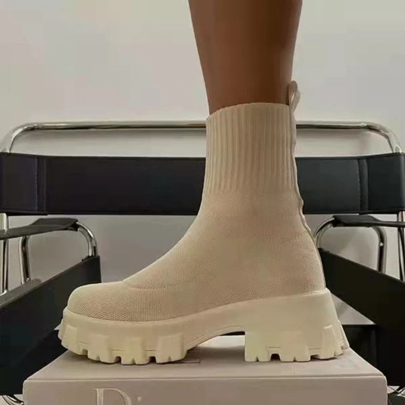 Women's Elastic Sock Ankle Boots – Stretch Knit Slip-On