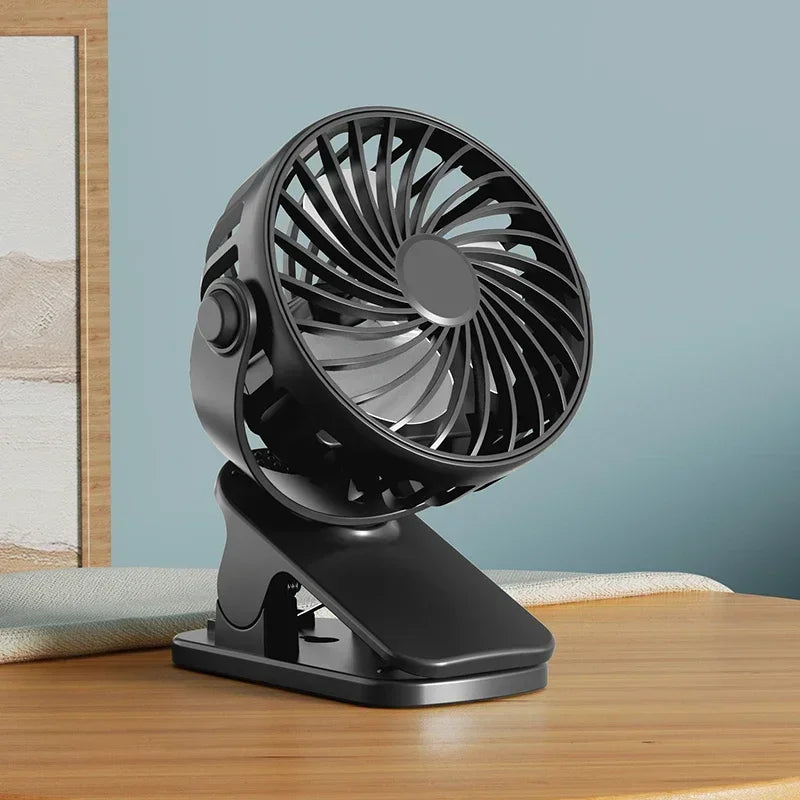 Rechargeable Clip Fan – 720° Rotatable USB Portable Desk Fan