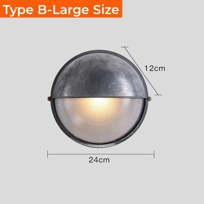 Retro Industrial LED Wall Sconce IP65 Waterproof E27 Glass