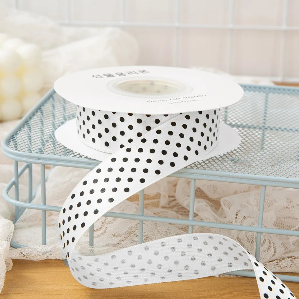 Polka Dot Ribbon 1" Wide – Shiny Multicolor DIY Craft & Gift Wrap