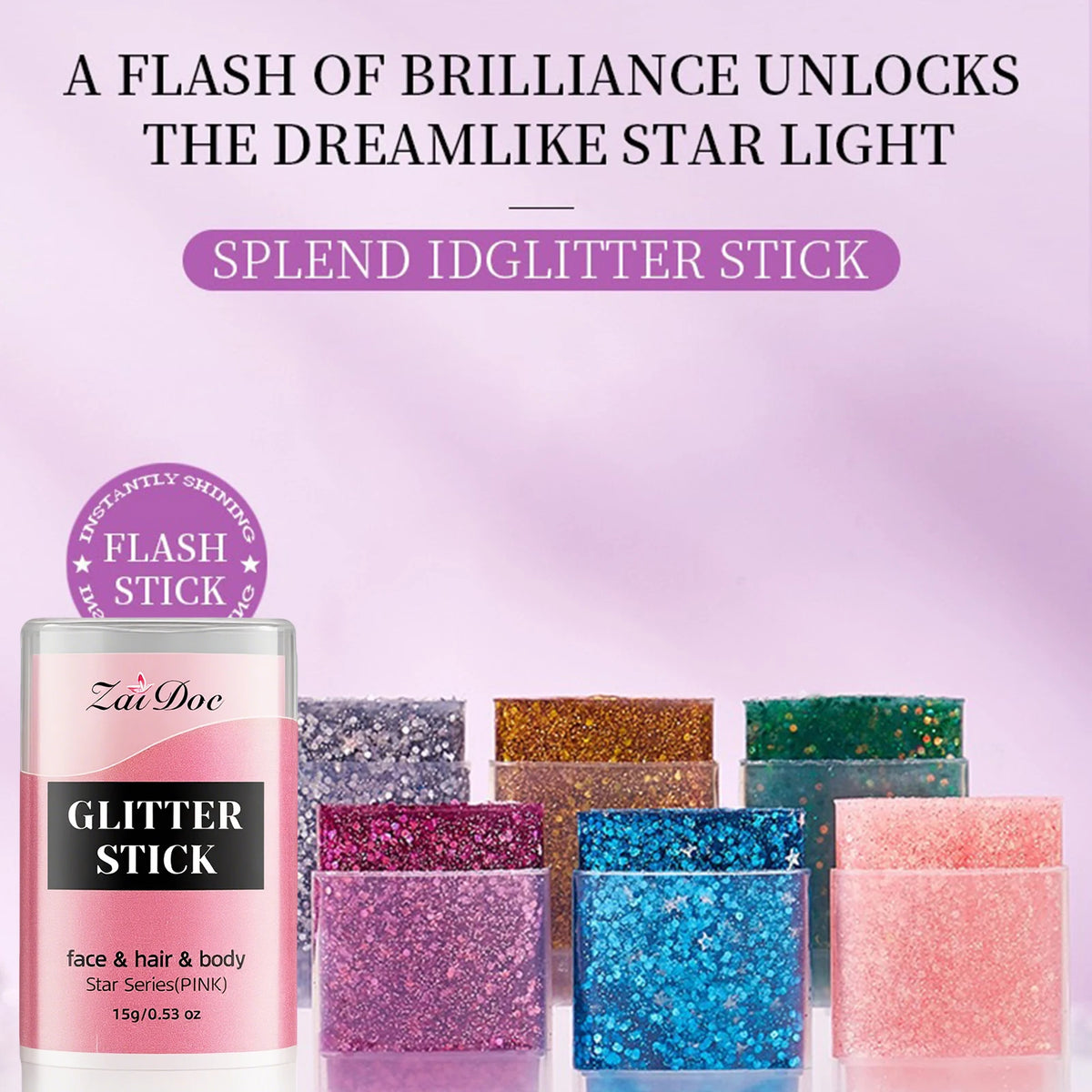 ZaiDoc 12pc Glitter Sticks – 6 Colors Face Hair Body Shimmer
