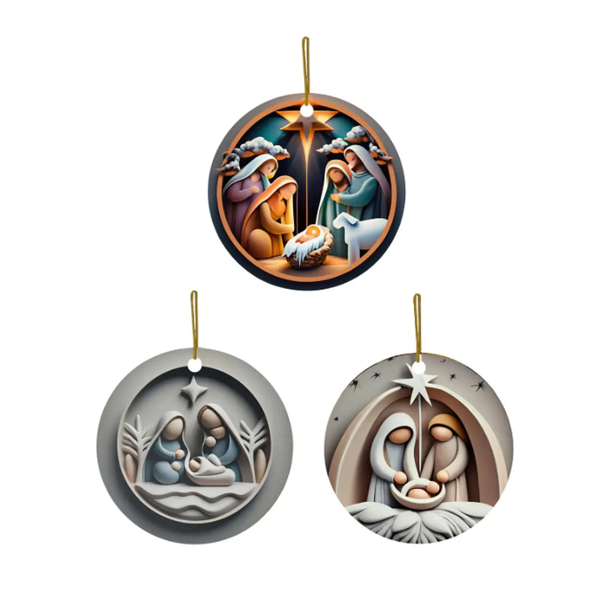 Nativity Christmas Hanging Ornament – Acrylic Pendant 7.5cm