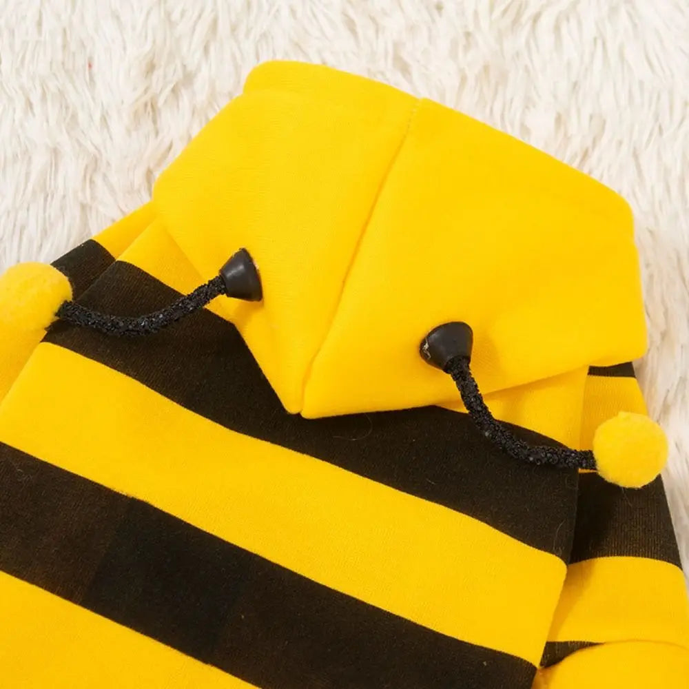 Bee Costume Hoodie for Cats & Dogs – Warm Striped Pet Outfit
