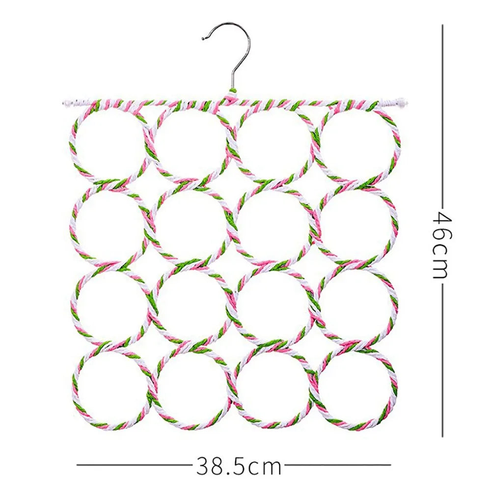 Rattan Weave Scarf Hanger – Multi-Ring Iron Wardrobe Organizer