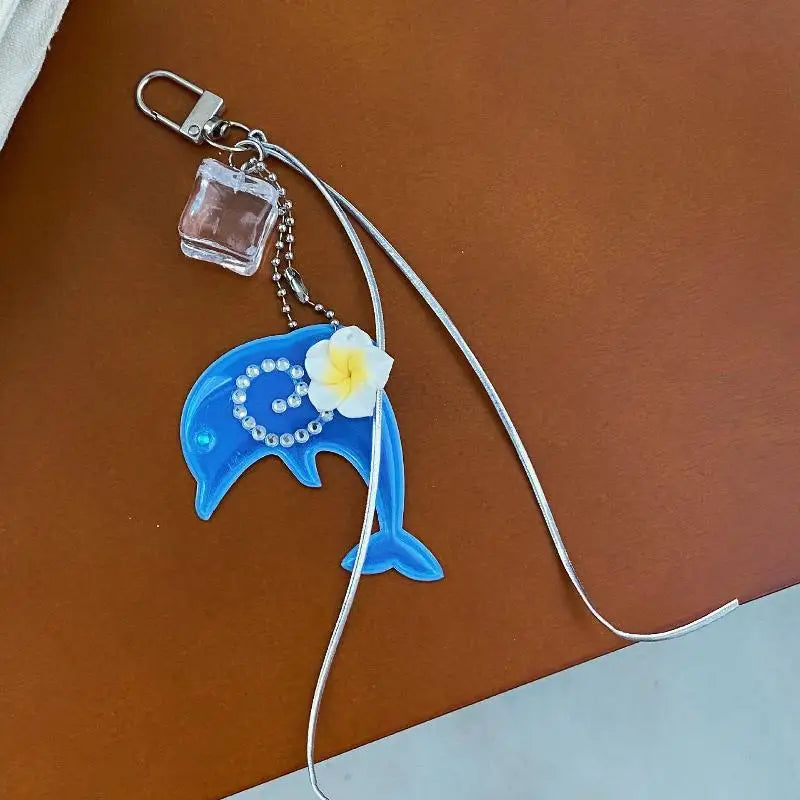 Y2K Dolphin Keychain – Vintage Resin Bag Charm Pendant