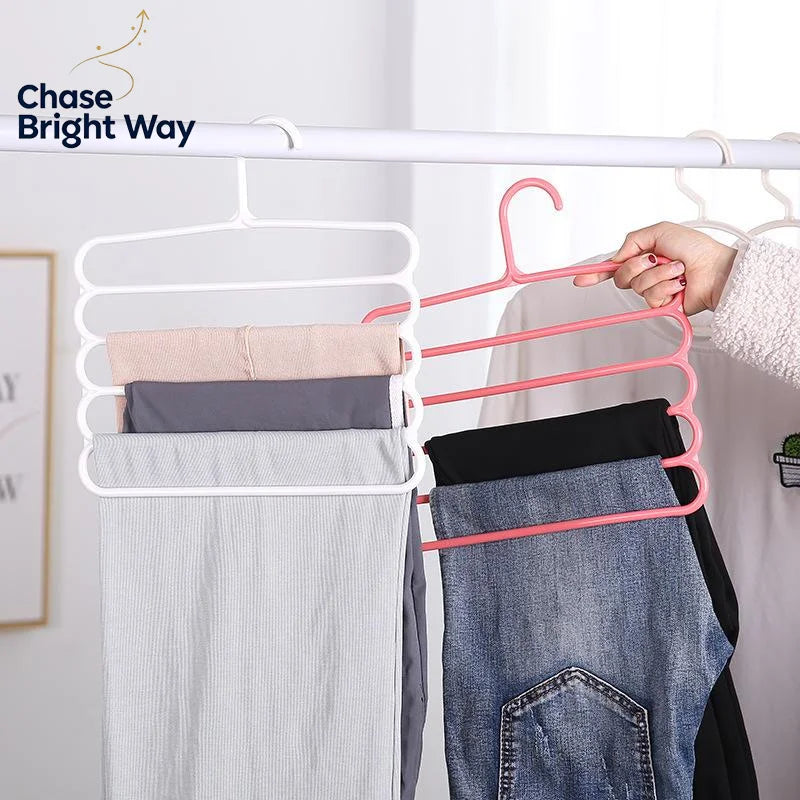 5-Tier Pants Hanger – Anti-Slip Space-Saving Closet Rack