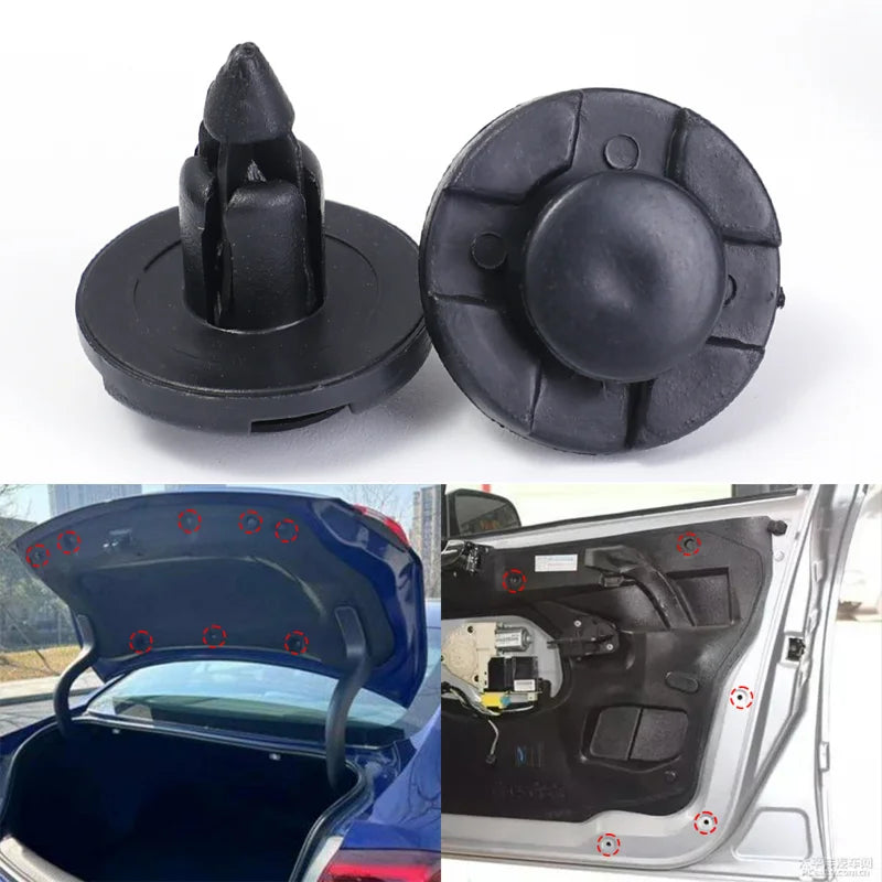 8mm Black Plastic Car Bumper Retainer Clips – 10 Pack