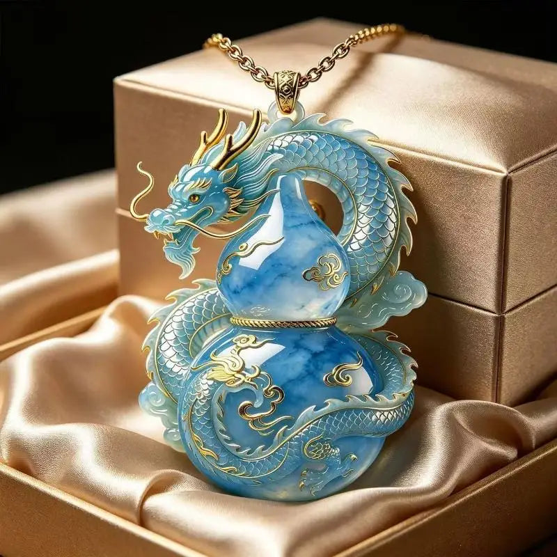 Nine Tailed Fox Enamel Pendant | Chinese Style Gold Necklace