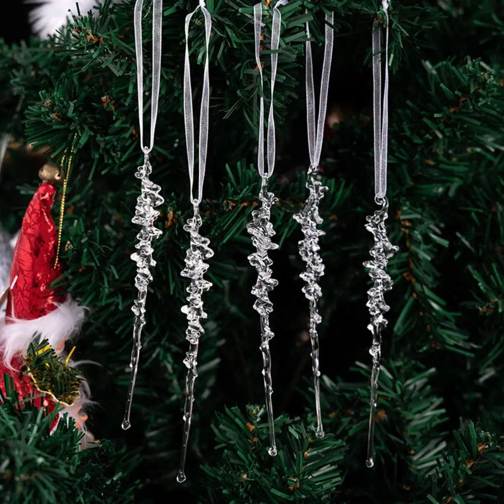5-Pack Clear Acrylic Christmas Hanging Pendants | Star Snow Beads