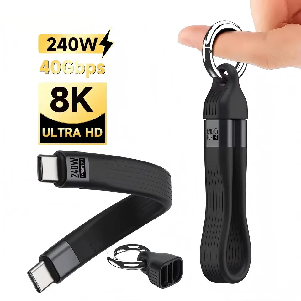 USB4 240W 40Gbps USB-C to USB-C Keychain Cable | 8K Ready